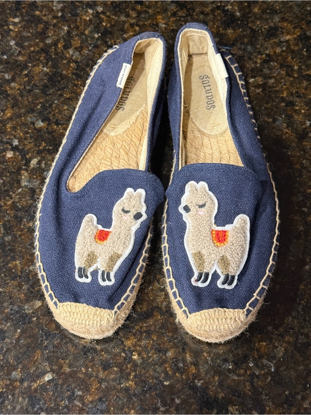 Soludos Llama Smoking Slipper Espadrilles | Navy | Size 7 🦙💙
